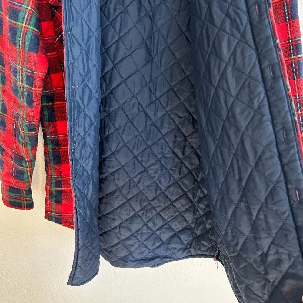 Vintage Northwest Territory Shacket Red Plaid Flannel Quilt Lined Chore